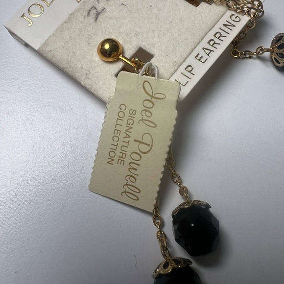 Vintage Joel Powell Designs Clip Earrings Gold/Black - Picture 4 of 8